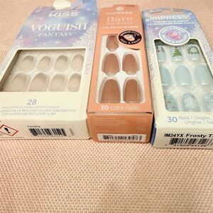3 boxes Kiss Impress Christmas Press-On Nails  pink blue Christmas gift sale